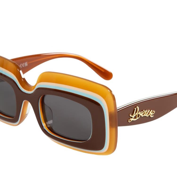 Loewe Multilayer Rectangular Sunglasses Light Brown/Smoke