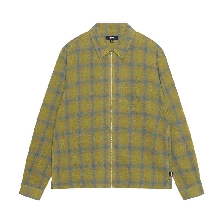 Stussy Zip Twisted Yarn Plaid Shirt Green