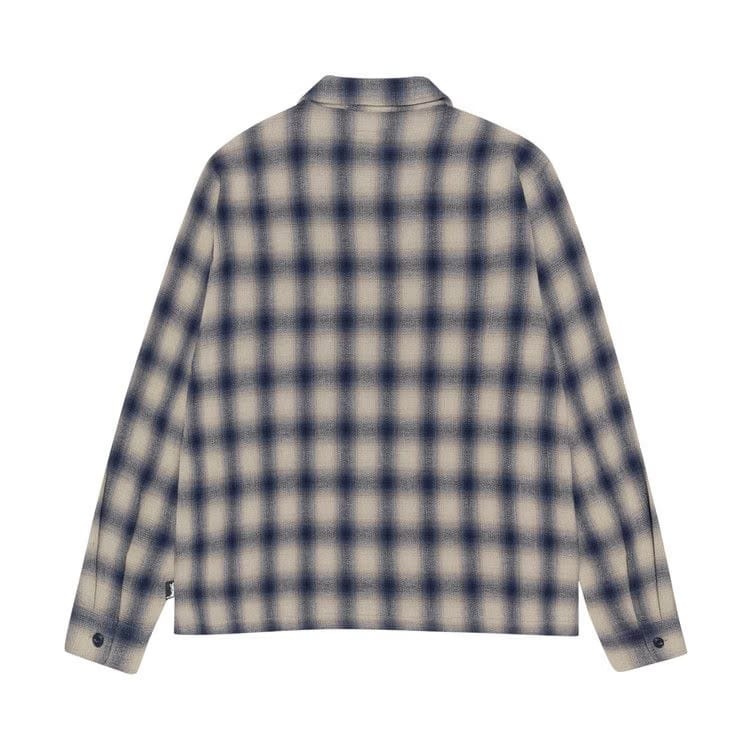 Stussy Zip Twisted Yarn Plaid Shirt Natural