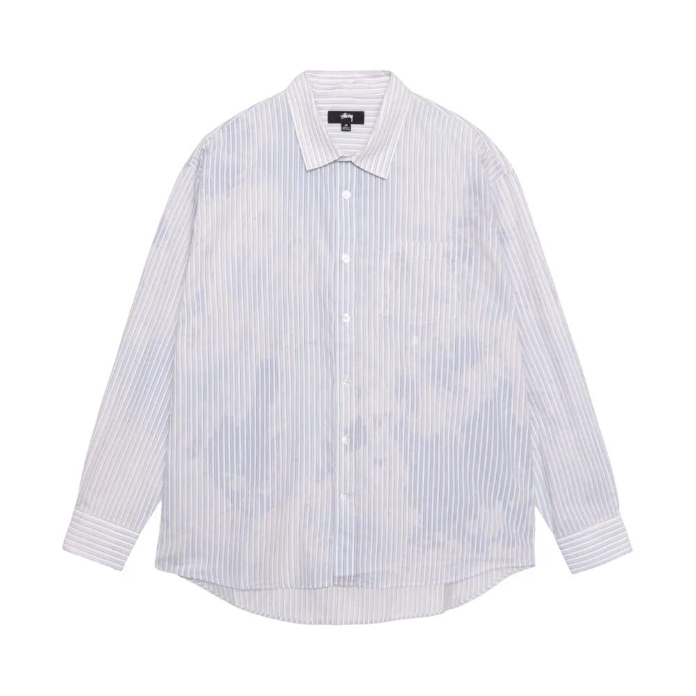 Stussy Bleached Poplin Classic Long-Sleeve Shirt Blue