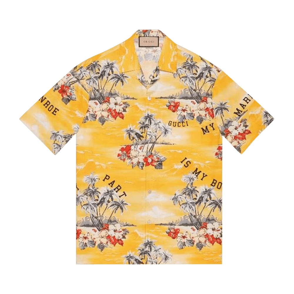 Gucci Printed Bowling Shirt Yellow/Red