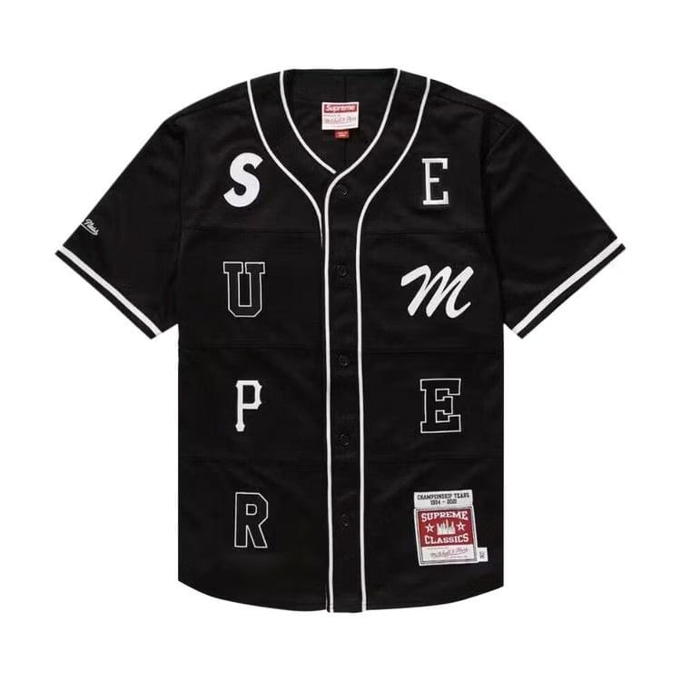 Supreme x Mitchell & Ness Patchwork Baseball Jersey Black
