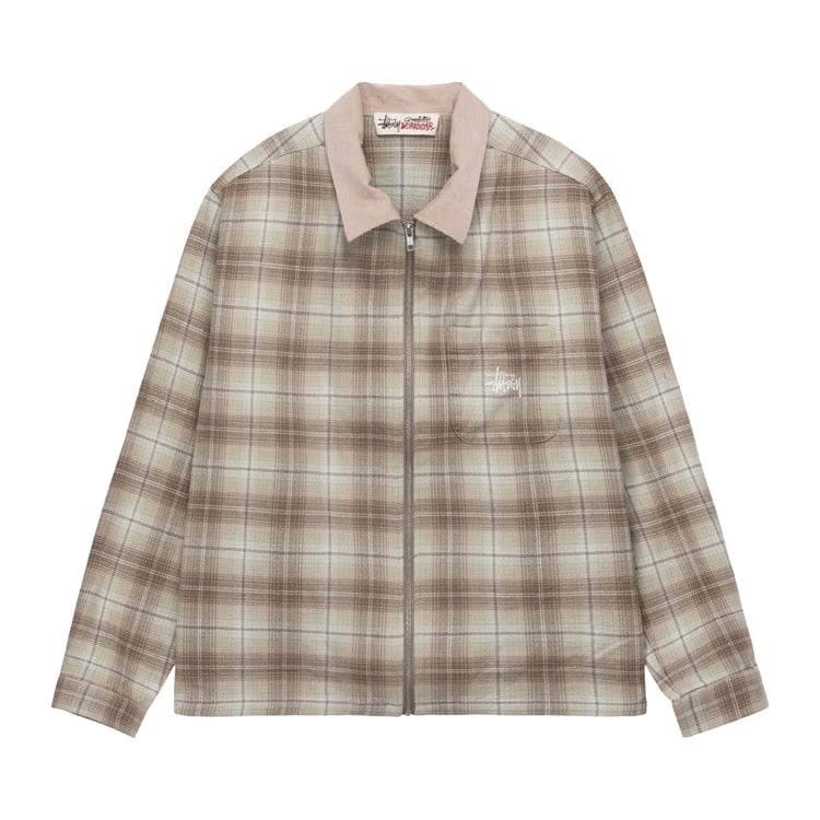 Stussy Frank Plaid Zip Shirt Tan