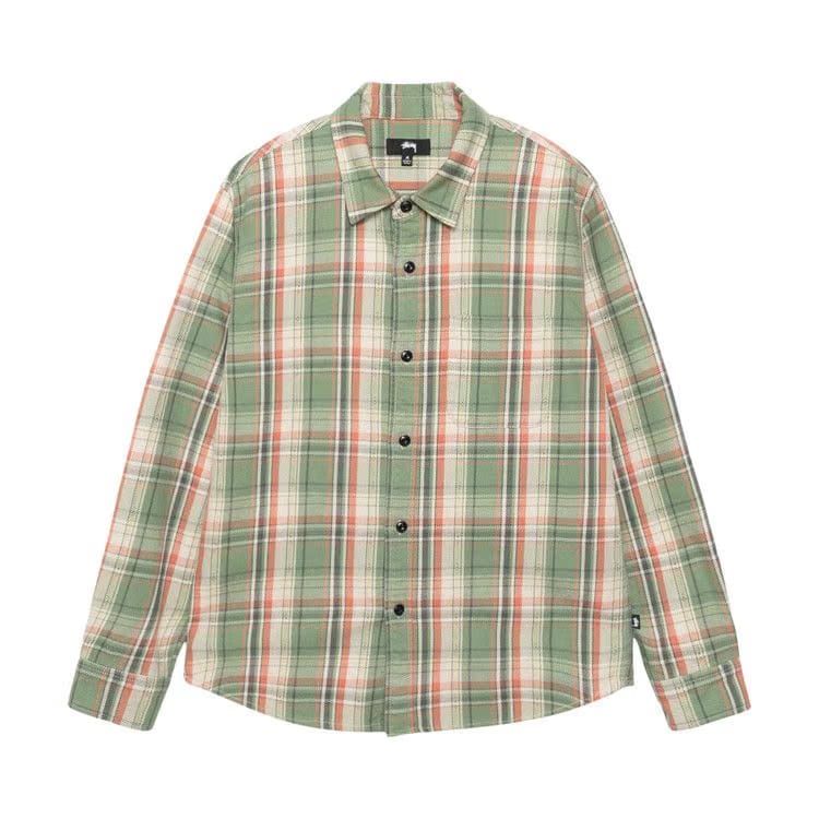 Stussy Dan Washed Cotton Plaid Shirt Green