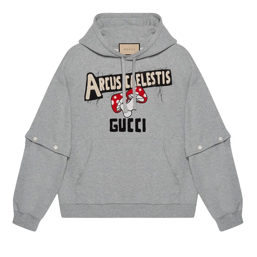 Gucci Embroidered Hoodie Medium Grey