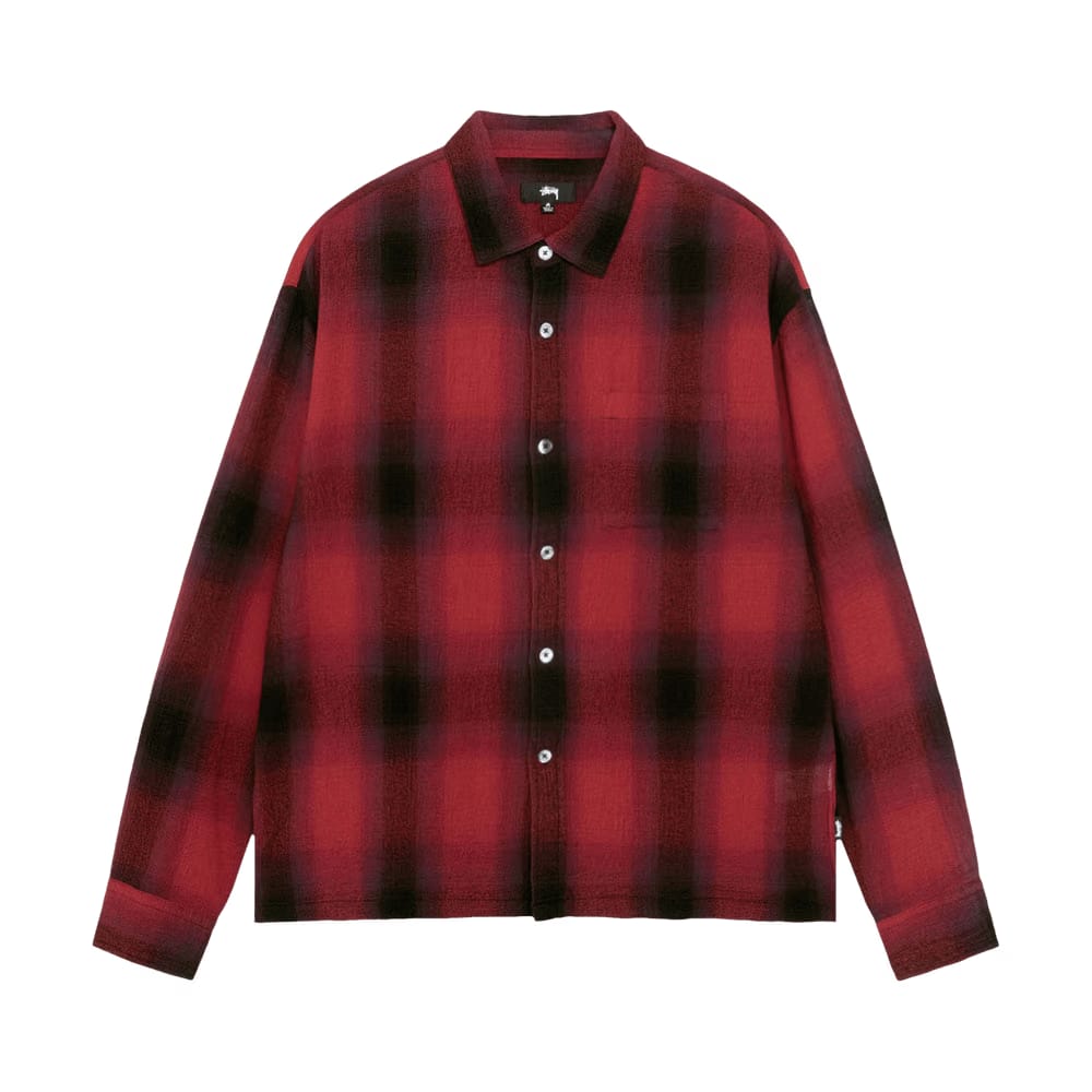 Stussy Loose Weave Plaid Shirt Red