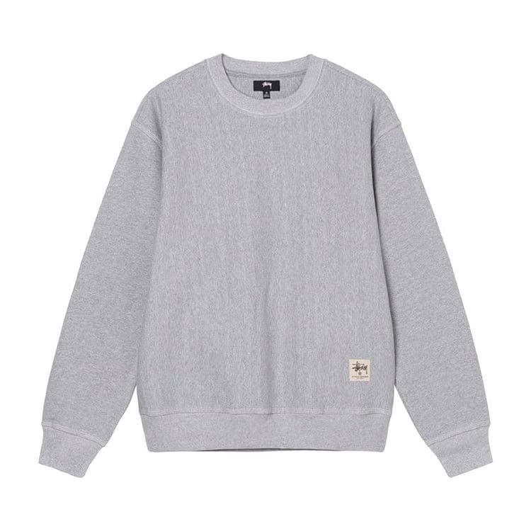 Stussy Contrast Stitch Label Crew Grey Heather