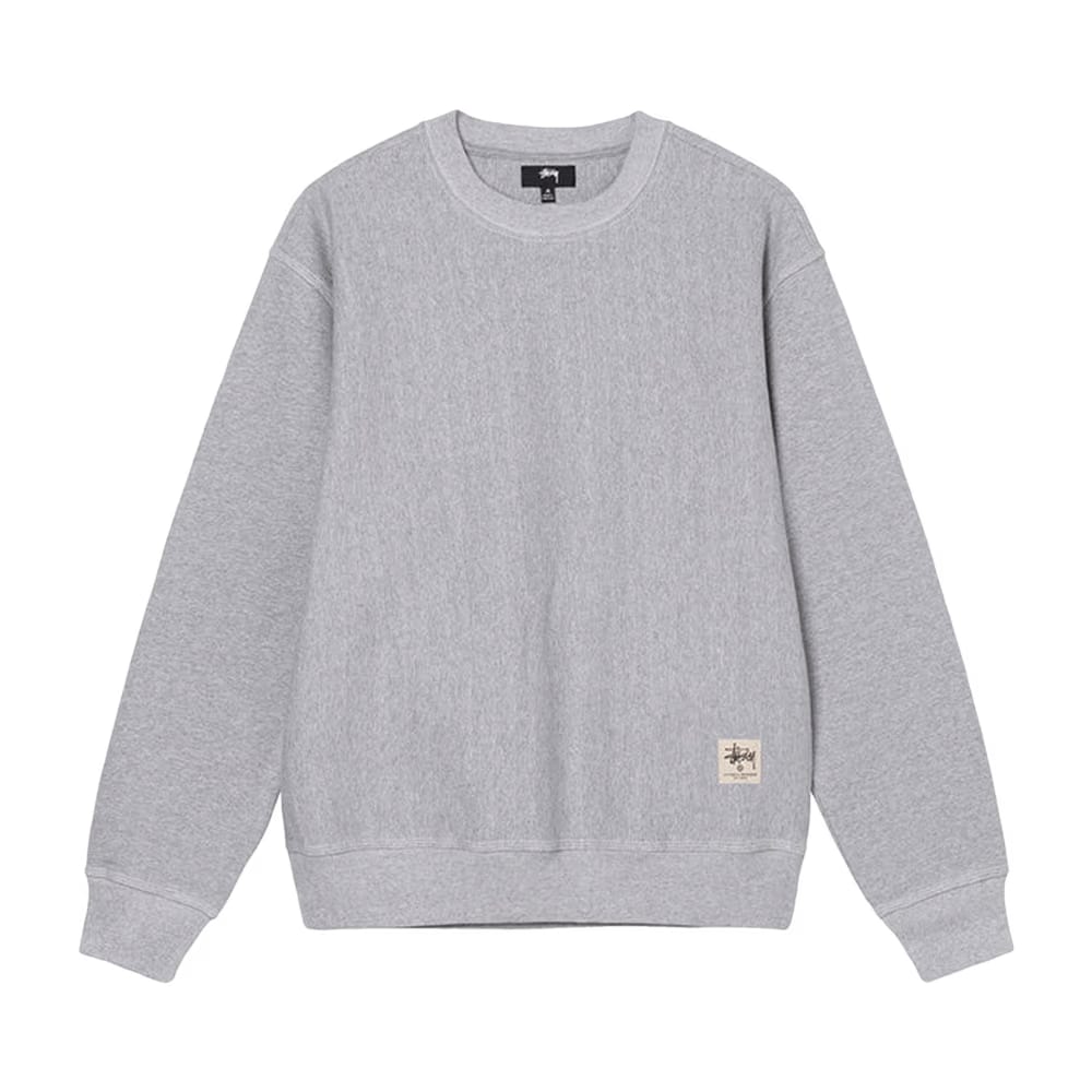 Stussy Contrast Stitch Label Crew Grey Heather