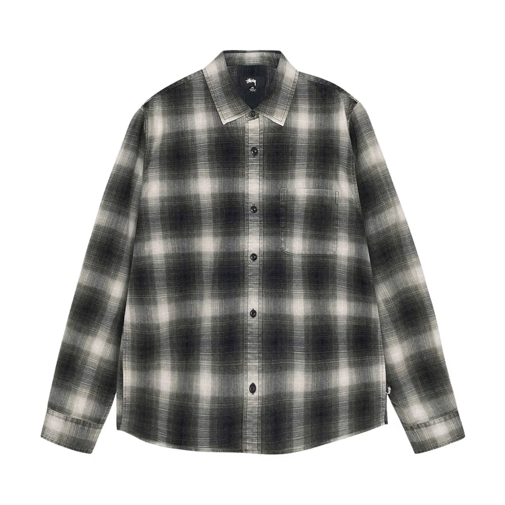 Stussy Rocco Flannel Plaid Shirt Grey