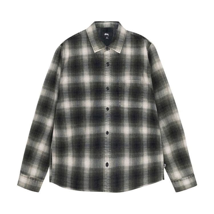 Stussy Rocco Flannel Plaid Shirt Grey