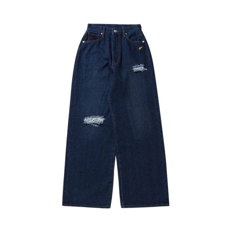 BAPE Damaged Highwaist Wide Denim Pants Indigo