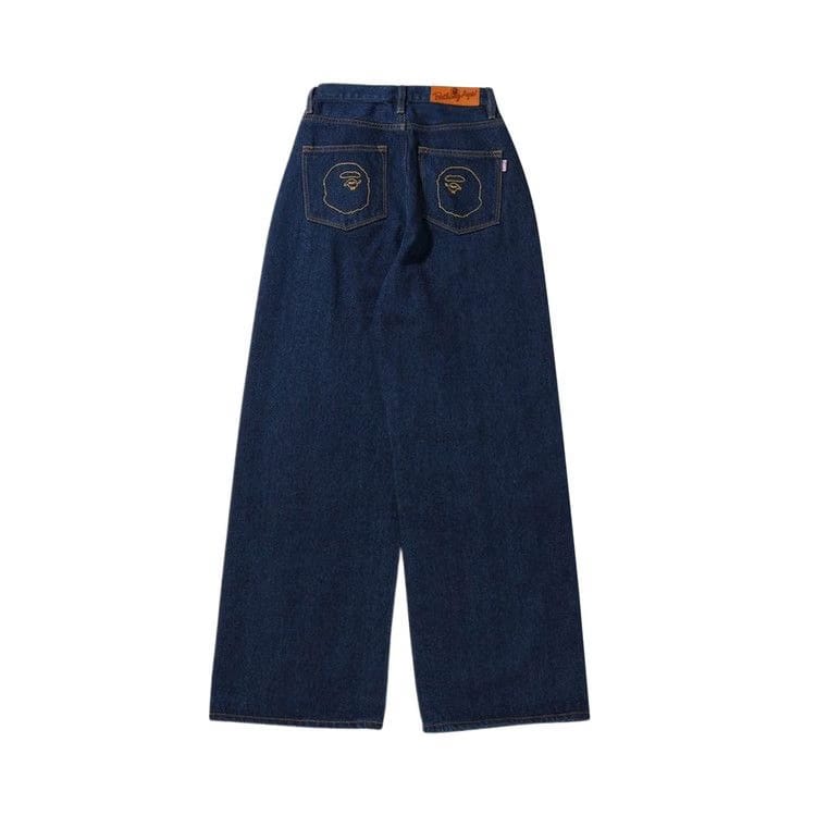 BAPE Damaged Highwaist Wide Denim Pants Indigo