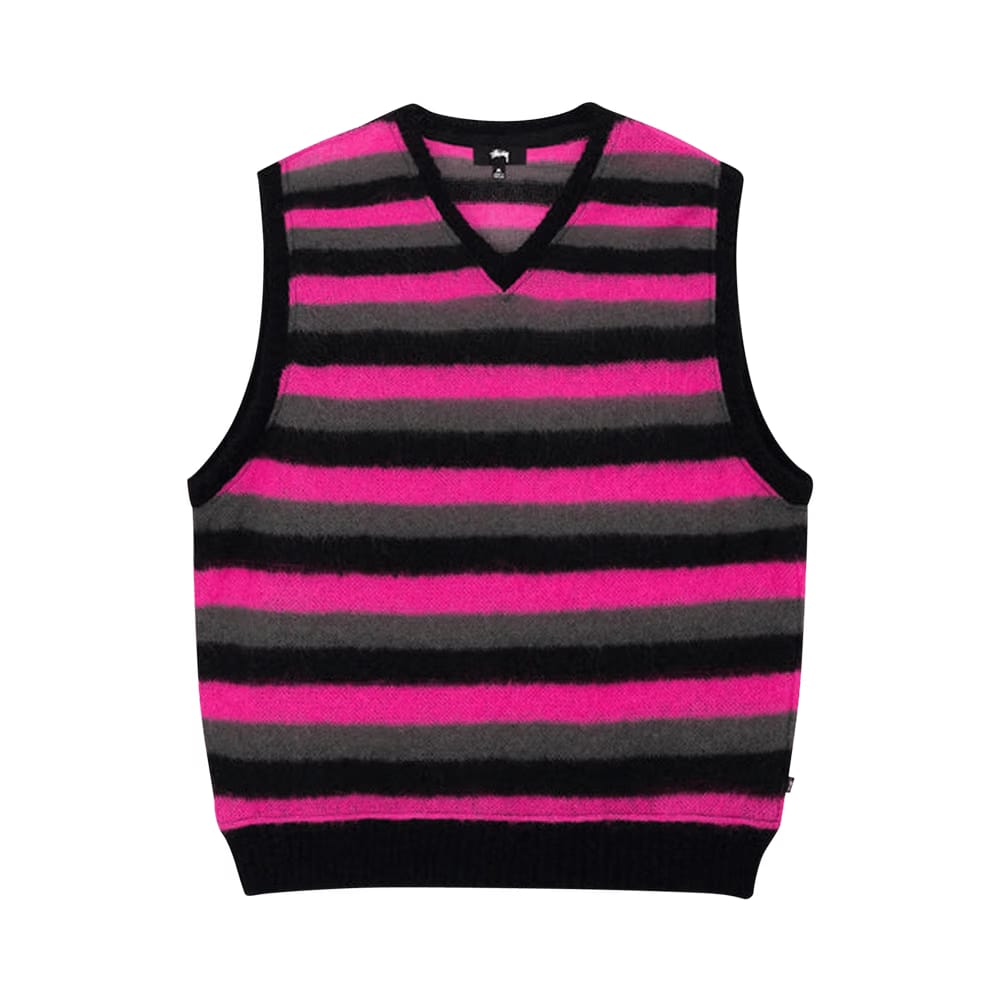 Stussy Striped Sweater Vest Pink