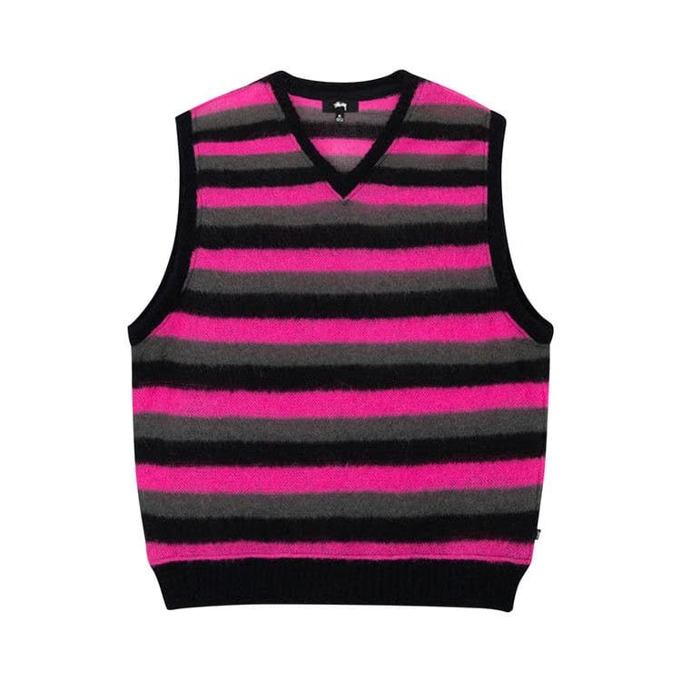 Stussy Striped Sweater Vest Pink
