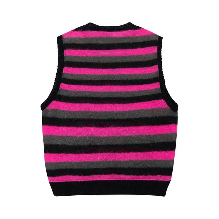 Stussy Striped Sweater Vest Pink