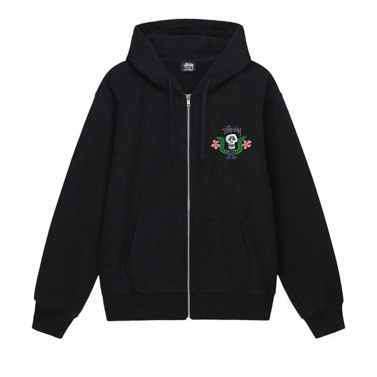 Stussy Skull Crest Zip Hoodie Black