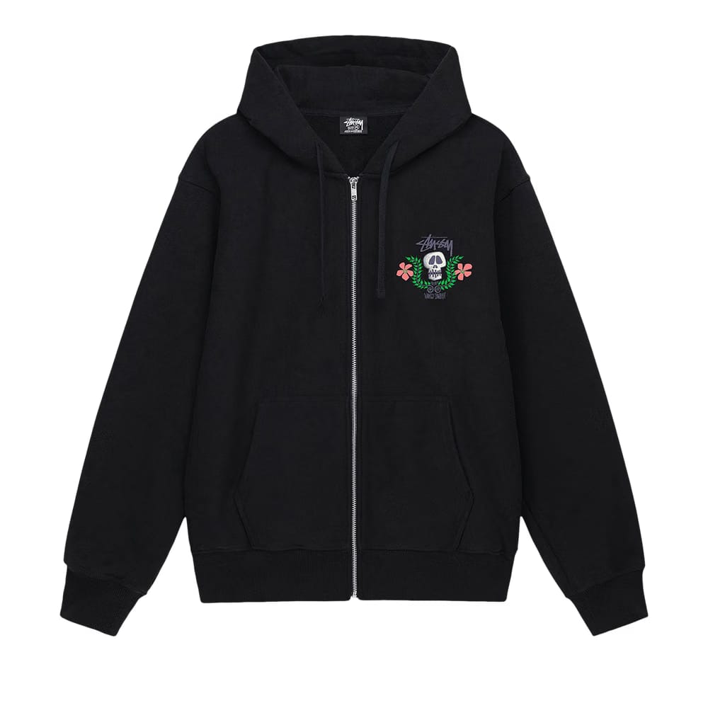 Stussy Skull Crest Zip Hoodie Black