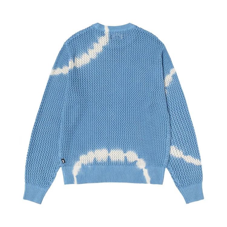 Stussy Pigment Dyed Loose Gauge Sweater Tie Dye Blue