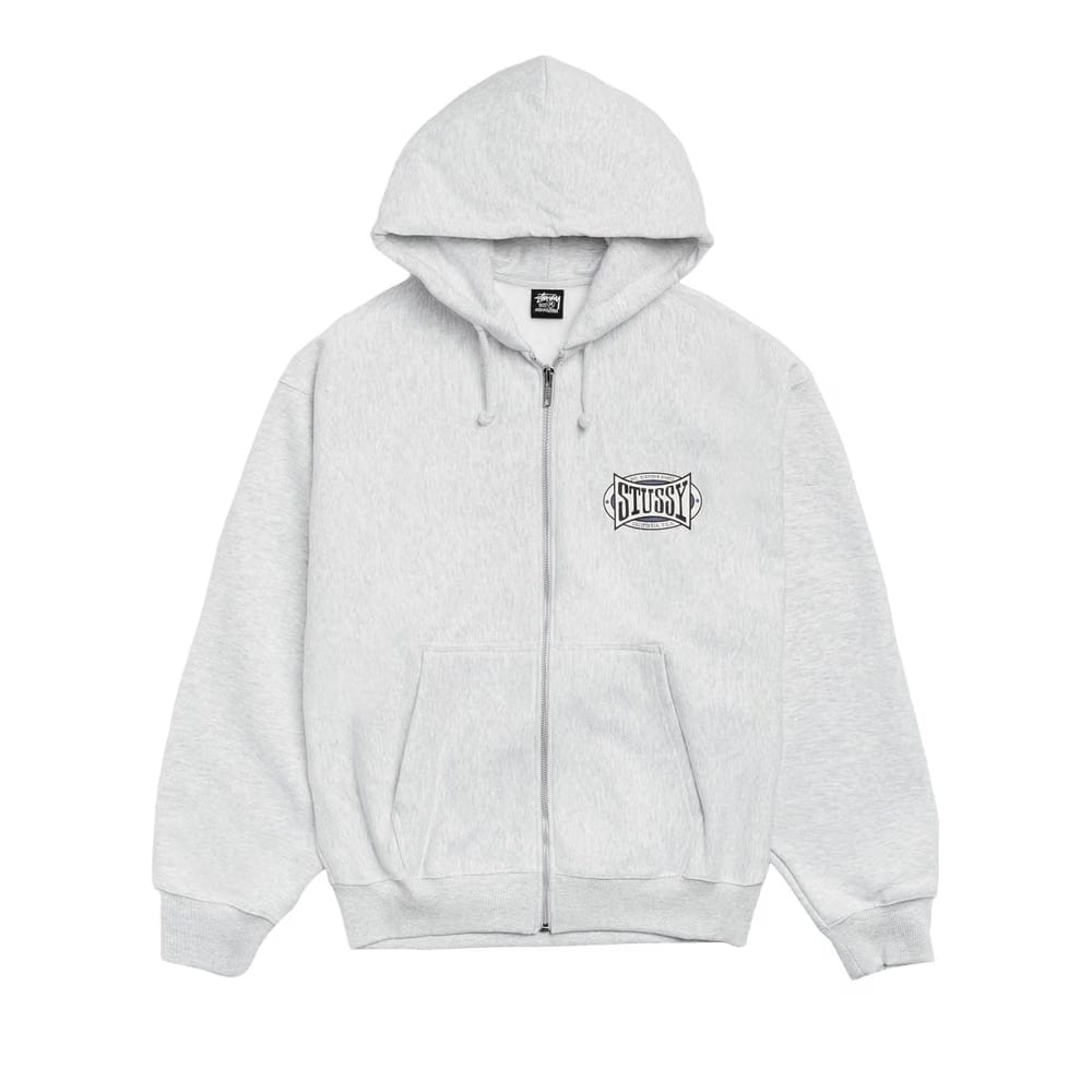 Stussy Champion Oval Zip Hoodie Ash Heather