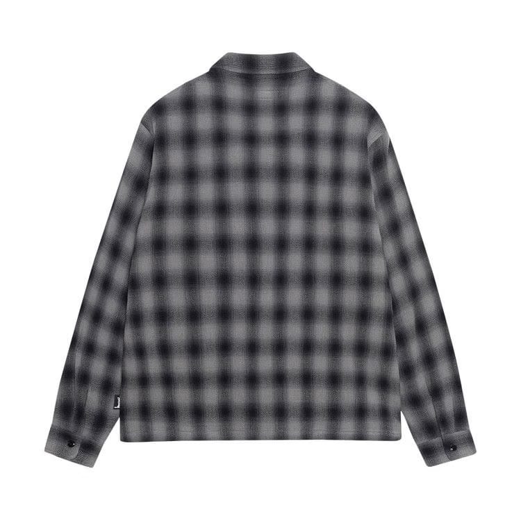 Stussy Zip Twisted Yarn Plaid Shirt Charcoal
