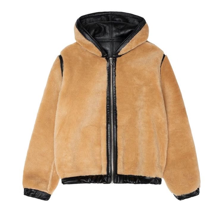 Stussy x Our Legacy Work Shop Reversible Shearling Zip Hoodie Cappuccino