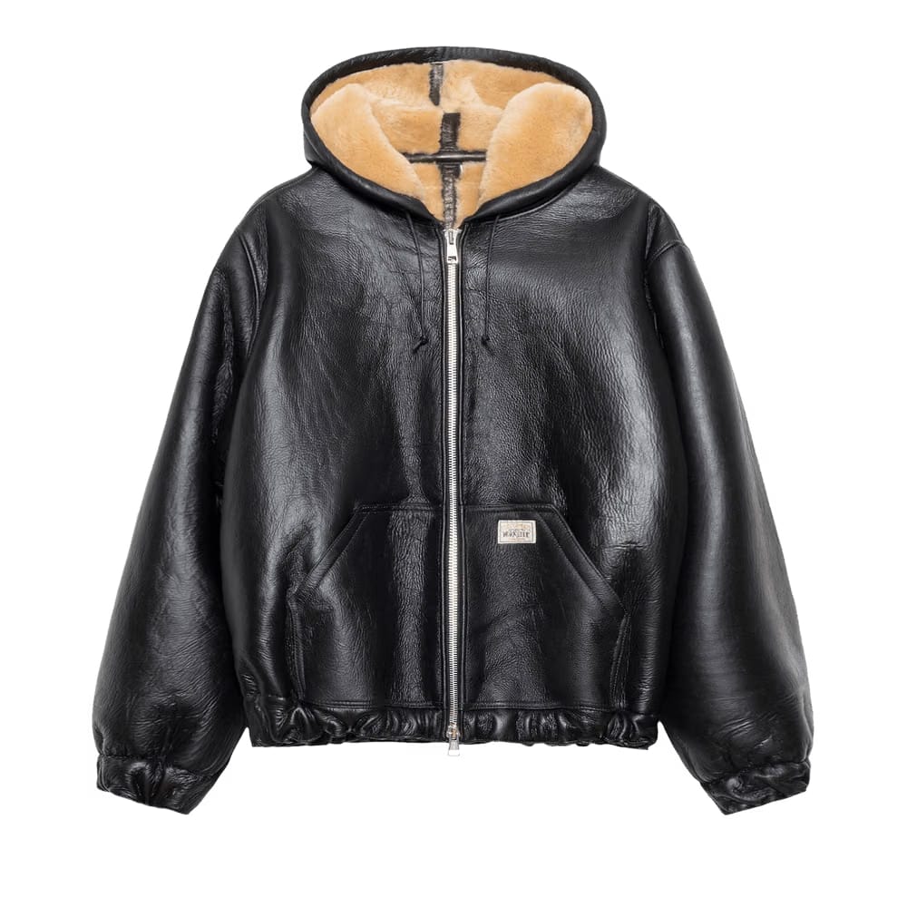 Stussy x Our Legacy Work Shop Reversible Shearling Zip Hoodie Cappuccino