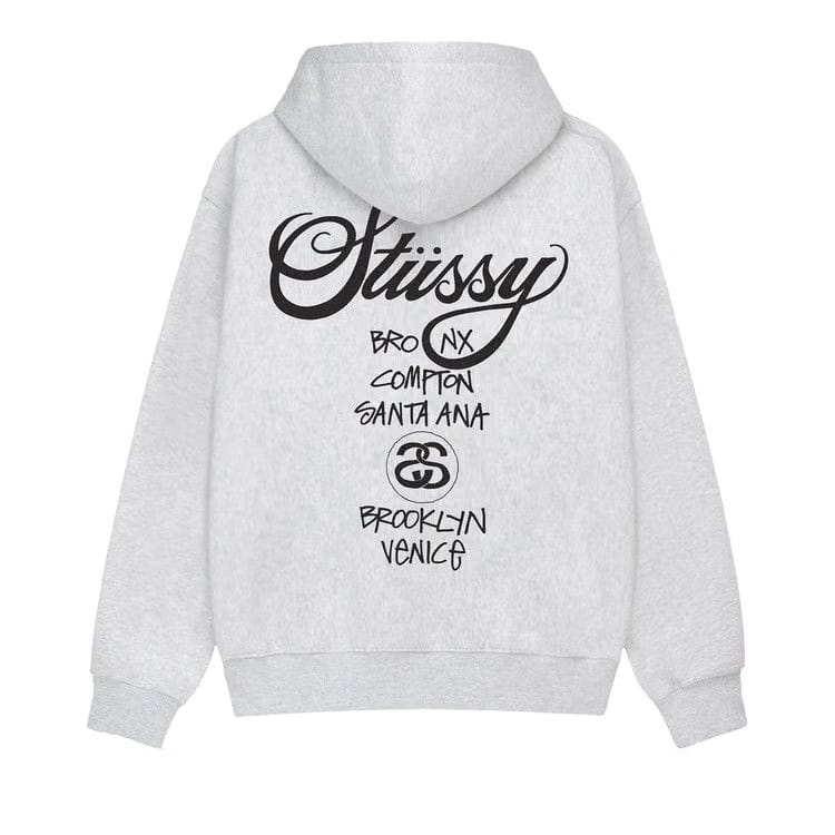 Stussy World Tour Hoodie Ash Heather