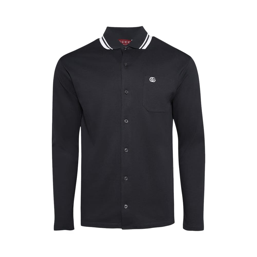 Gucci Long-Sleeve Polo Anthracite