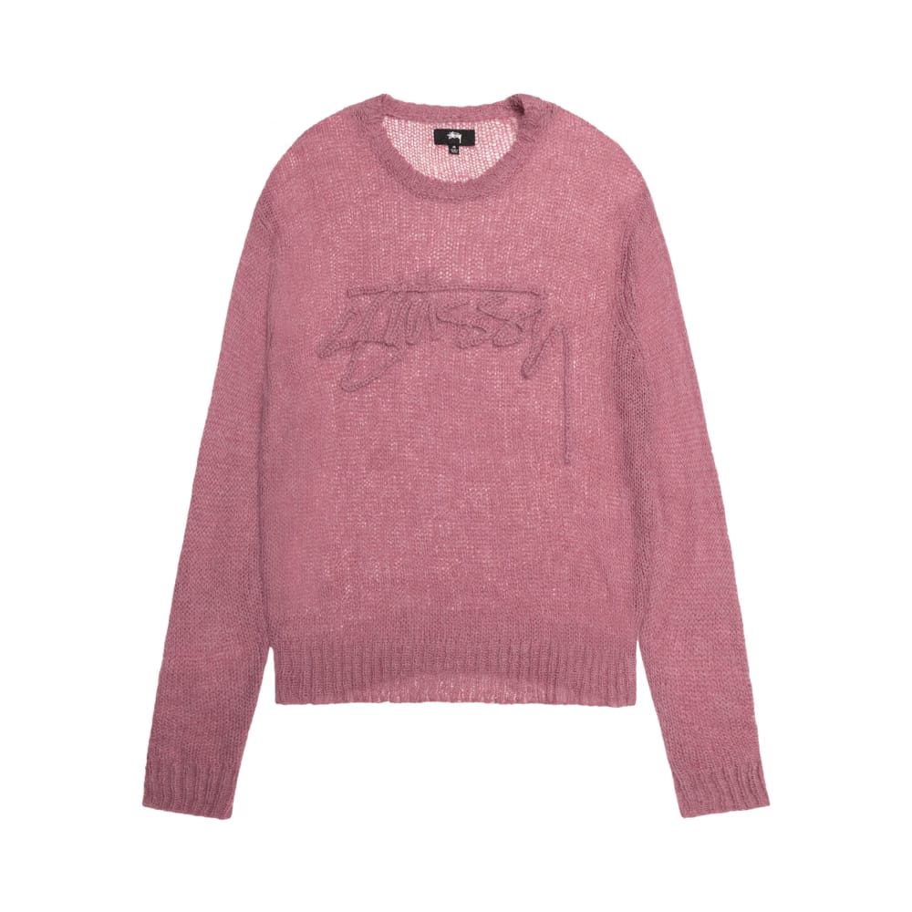 Stussy Loose Knit Logo Sweater Mauve