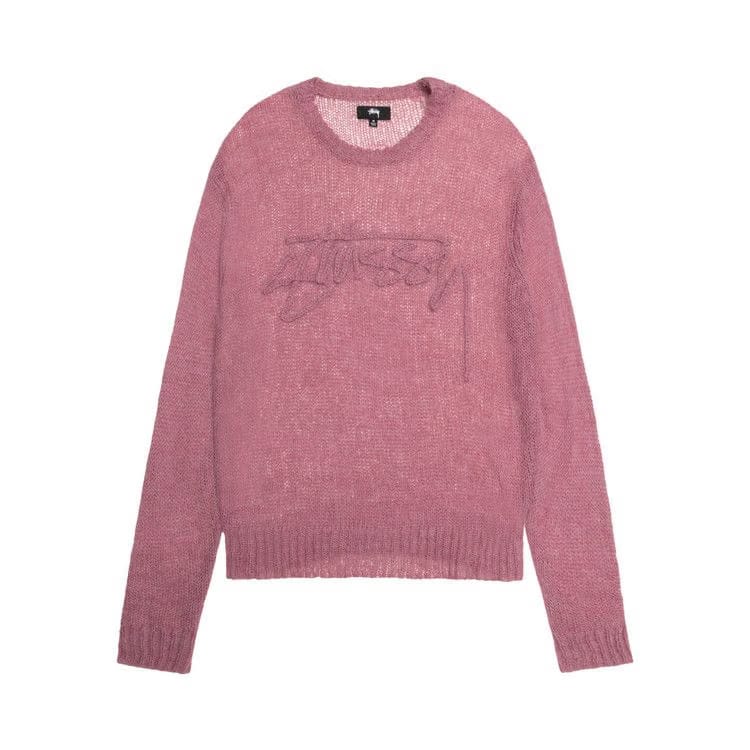 Stussy Loose Knit Logo Sweater Mauve