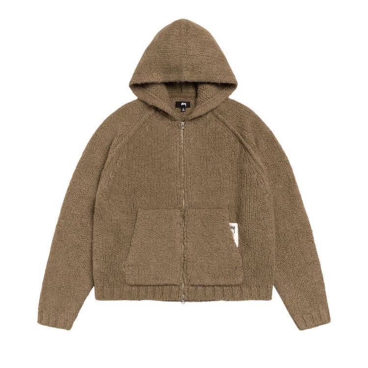 Stussy Chunky Knit Zip Hoodie Fossil