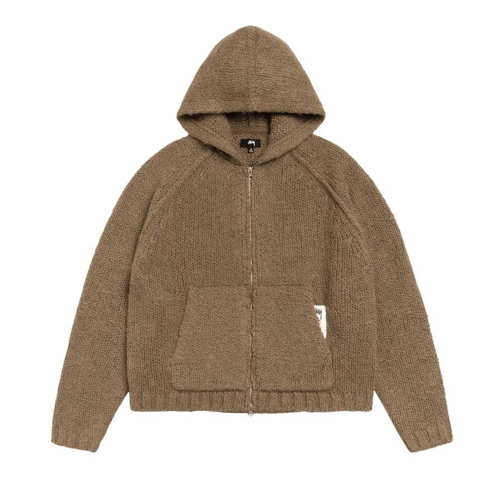 Stussy Chunky Knit Zip Hoodie Fossil