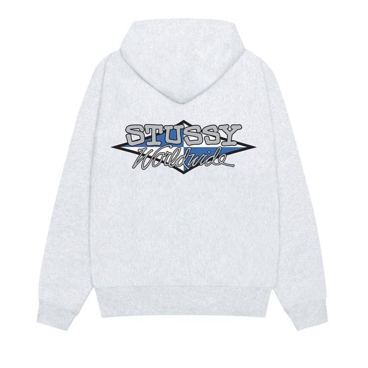 Stussy Worldwide Diamond Hoodie Ash Heather