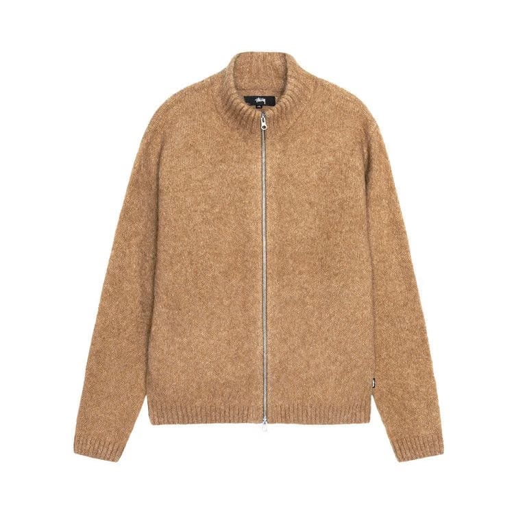 Stussy Full Zip Brushed Merino Sweater Camel