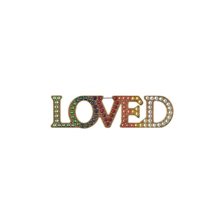 Gucci Crystal Embellished LOVE Brooch Multicolor