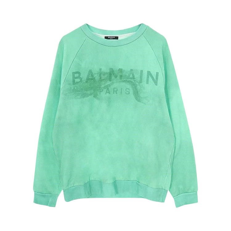 Balmain Logo Printed Crewneck Sweatshirt Green/Emerald Green