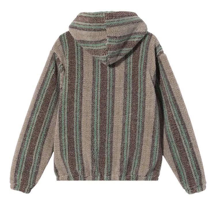 Stussy Stripe Sherpa Hoodie Tannin