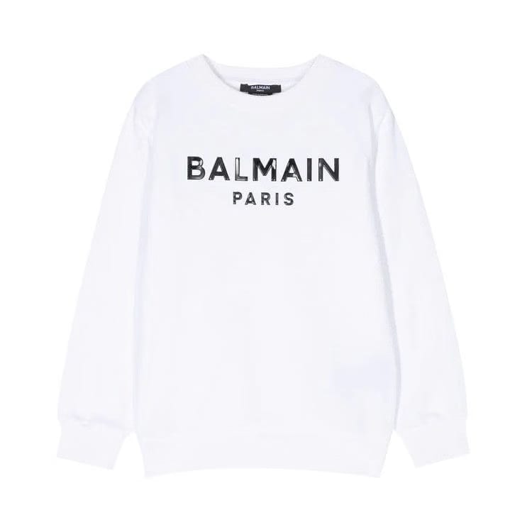 Balmain Kids Logo Printed Crewneck Sweatshirt White