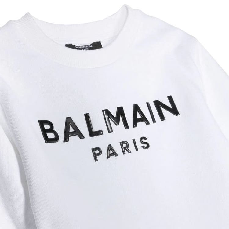 Balmain Kids Logo Printed Crewneck Sweatshirt White