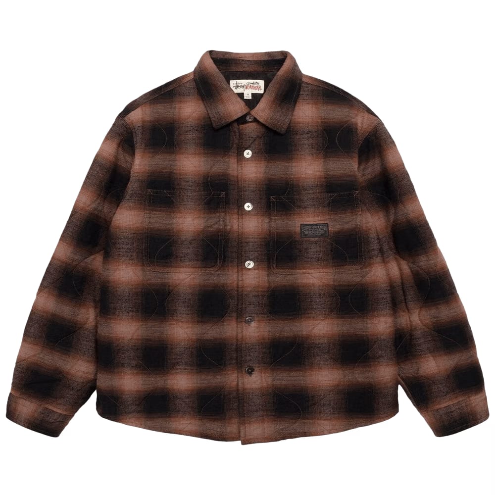 Stussy Quilted Plaid Shirt Jacket Brown