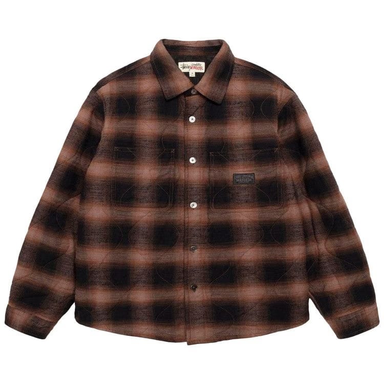 Stussy Quilted Plaid Shirt Jacket Brown
