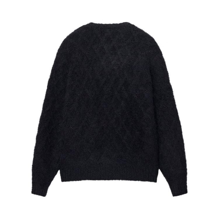 Stussy Fuzzy Lattice Crew Sweater Black