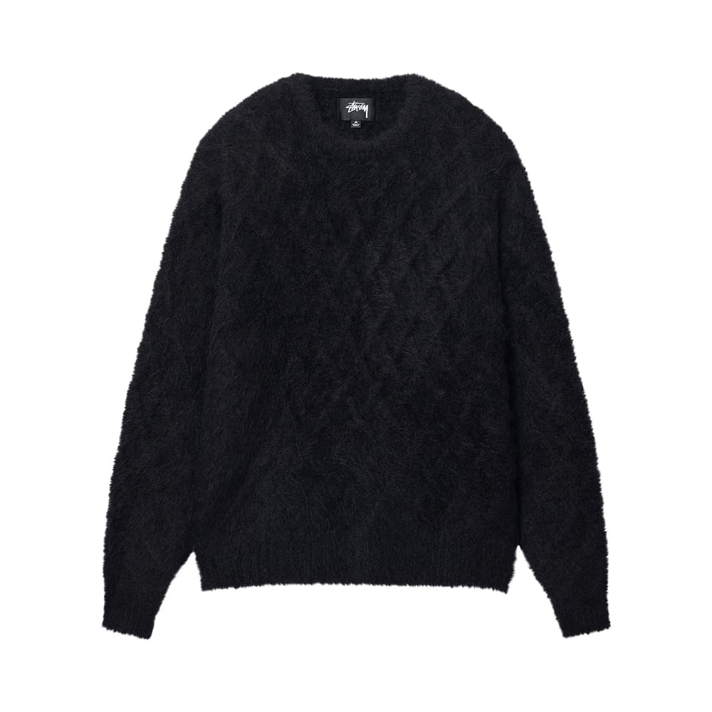 Stussy Fuzzy Lattice Crew Sweater Black