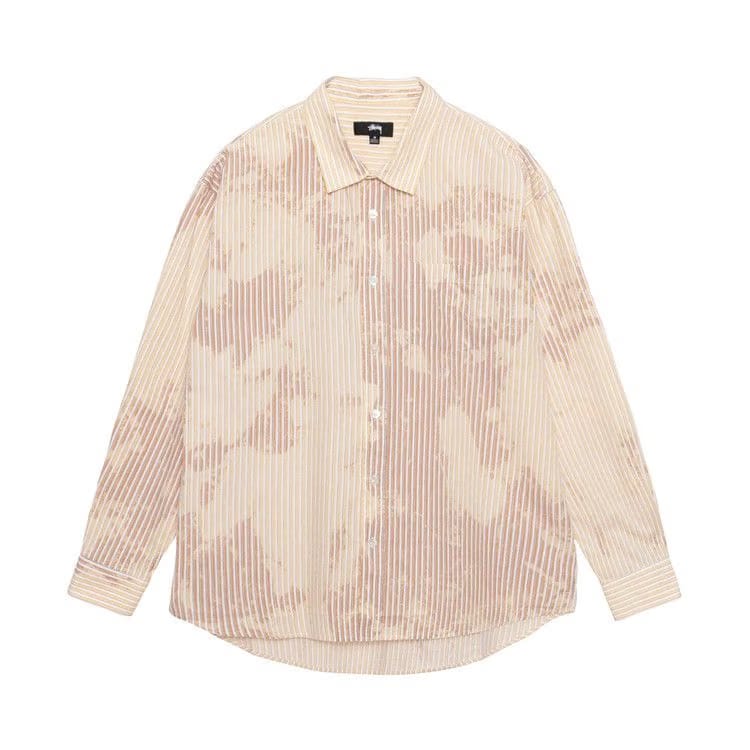 Stussy Bleached Poplin Classic Long-Sleeve Shirt Tan