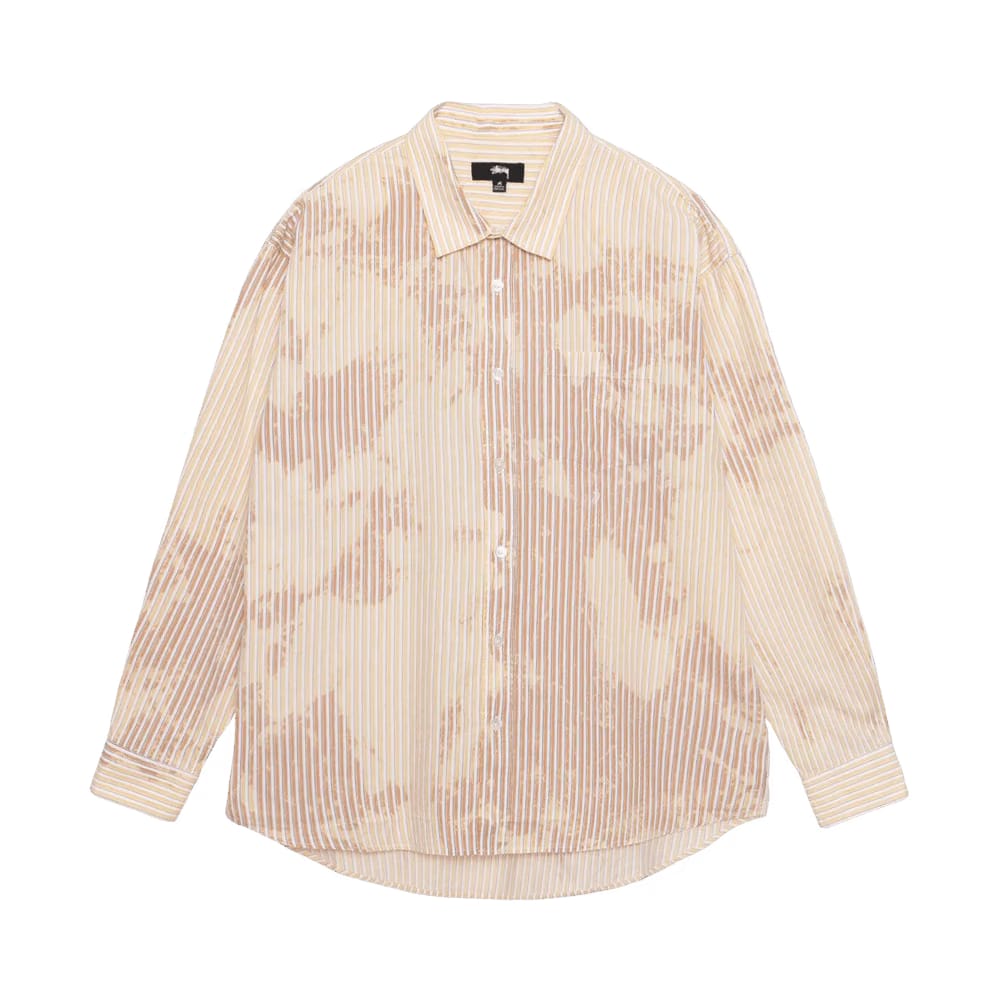 Stussy Bleached Poplin Classic Long-Sleeve Shirt Tan