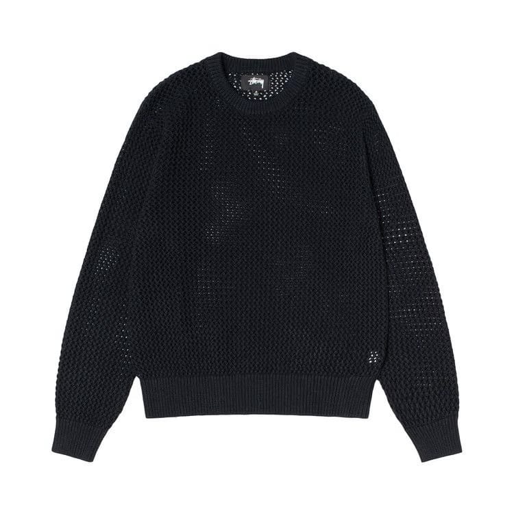 Stussy Pigment Dyed Loose Gauge Sweater Solid Black