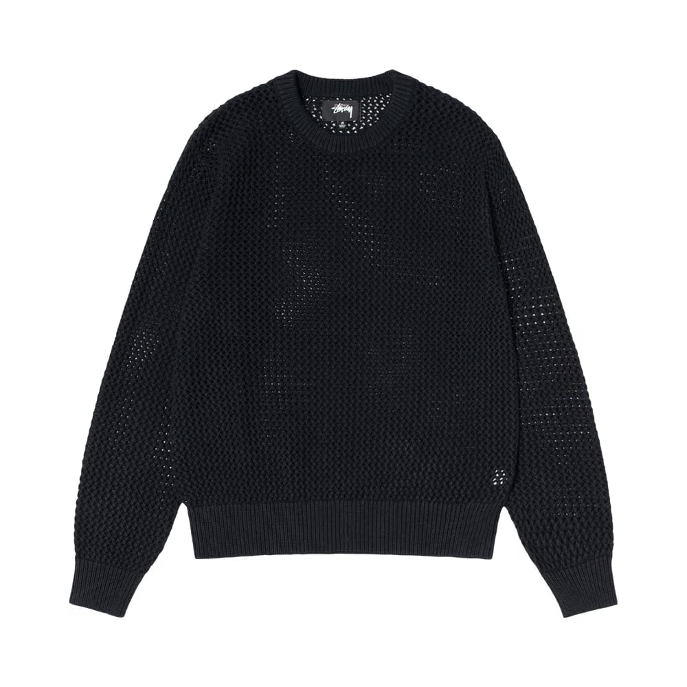Stussy Pigment Dyed Loose Gauge Sweater Solid Black