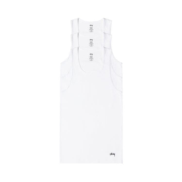Stussy Ribbed Tank - 3 Pack White