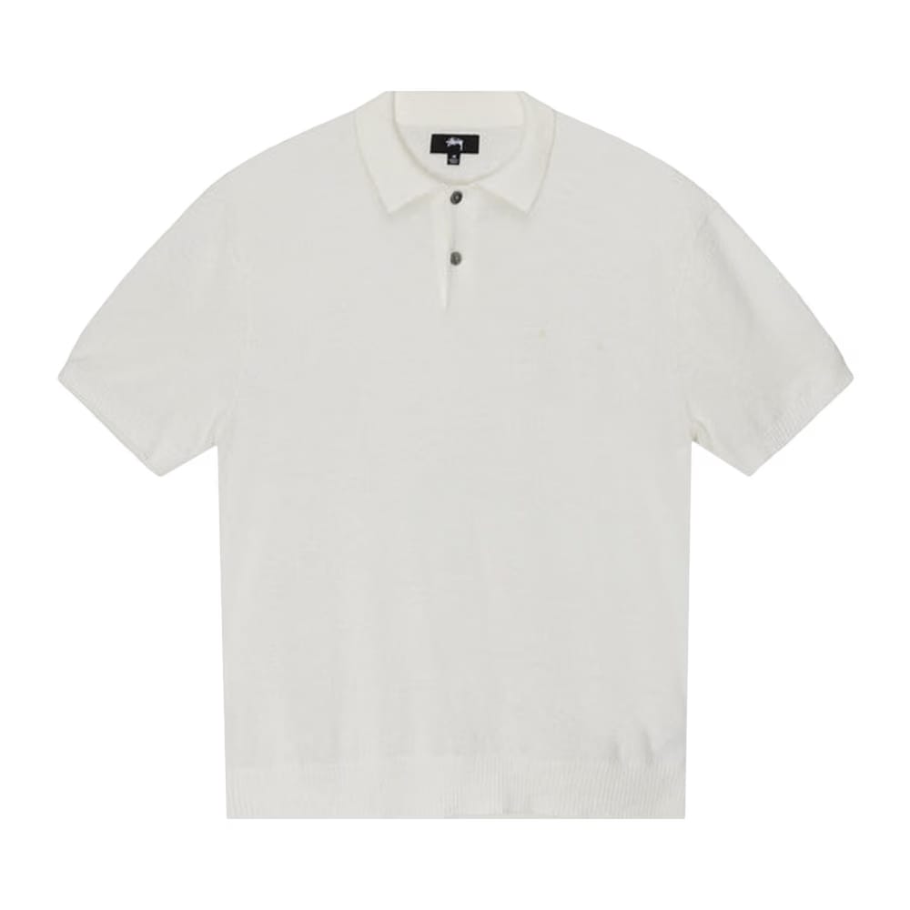Stussy Textured Shorts-Sleeve Polo Sweater Bone