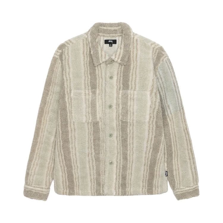 Stussy Striped Sherpa Shirt Natural